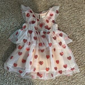 Girls' Tulle Dress with Glitter Hearts